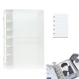 aninako m5 Personal Organizer Sticker Pad Micro 5 Holes Ring Mini Binder Clear Binder Trading File with 80 Cards (Transparent)