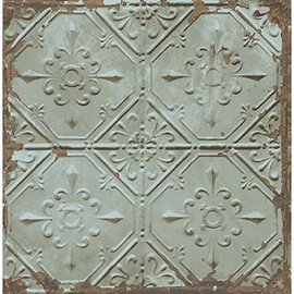 A-Street Prints 2701-22331 Tin Ceiling Distressed Tiles, Teal