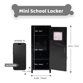 YOBRO Gifts for Christmas, Ideal Gifts for Kids, Mini Locker with Lock and 2 Keys, 24PCS Magnetic Girl Power Themed Decor Stickers, Miniature Storage Locker for Desk, Home, Bedroom, Black