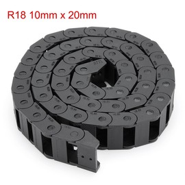 sourcing map R18 10mm x 20mm Black Plastic Cable Wire Carrier Drag Chain 1M Length for CNC