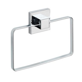 Wenko" Quadro Towel Ring with Vacuum-Loc, Stainless-Steel Silver, 18.5 x 3.5 x 14 cm