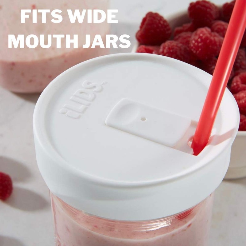 iLids Mason Jar Drink Lid, Wide Mouth, Seafoam, 2-Pack