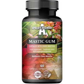 Mastic Gum 500 mg per Capsule - 60 Vegan Capsules - Supports Digestive Health - 60 days supply - Supplement from Mastic Tree Resin - Lasts for Full Cycle - by Apollo's Hegemony