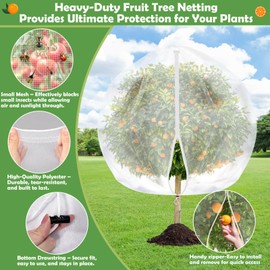 Tetutor 10x10 FT Fruit Trees Netting with Zipper,3Pcs Large Tree Nets for Fruit Trees with Drawstring, Plant Garden Insect Bird Netting Pest Barrier for Spring Peach Apple to Prevent Cicadas Bird