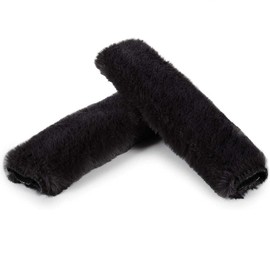 Seat Belt Covers, 2 Pack Car Seat Belt Shoulder Pad, Genuine Sheepskin Safety Seat Belt Cover, Comfortable Soft Harness Seatbelt Protector for Adult, Kid and Backpack, Shoulder Bag (Black)