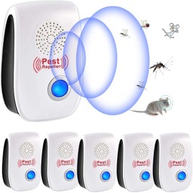 Repellente Ultrasonico Antiroditori insetti, 6 pz Ultrasuoni Anti Zanzara Ultrasuoni Mouse e Ratti Interni Repellente Elettronica Insetti per topi, Ratti Formiche Ragni Zanzare