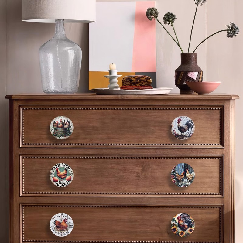 JamJam Set of 8 1.8" Wooden Farmhouse Cabinet Knobs Rustic