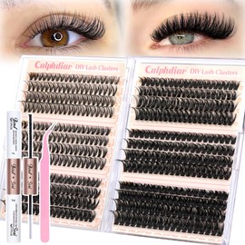 Cluster Lashes Kit Wispy Eyelashes Individual Clusters 480pcs D Curl Eyelash Extensions 8-16MM DIY Lash Extension Kit with Lash Bond and Seal (30D+40D+50D+60D+80D+100D)