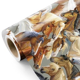 WRAPAHOLIC Horse Wrapping Paper Roll - Mini Roll - 17 Inch x 16.5 Feet - Majestic Horse Animal Wrapping Paper Perfect for Men Gift, Birthday, Horse Racing