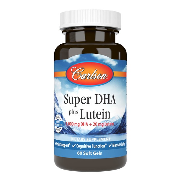 Carlson - Super DHA Plus Lutein, 1000 mg DHA + 20 mg Lutein, 60 Softgels