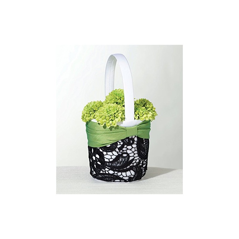 Lillian Rose Green Black Wedding Flower Girl Basket