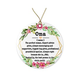 WolfeDesignPDD Oma Noun Ornament - Christmas Ornament for Oma - Mother's Day Ornament - Oma Gifts - Oma Definition - Keepsake Printed on One Side