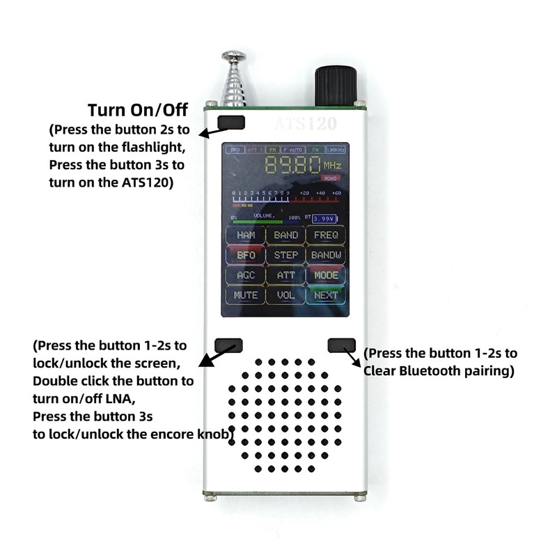Full Band Receiver Worldband Radio Frequency 2.4in TFT Touch Screen