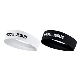 100% Jesus Sports Head Stretch Headband Soccer Fútbol Football White Black Athletics Fitness - Sweatband Headwrap Fan Gear Merch Ninja Bandana Bandera Moisture Wicking White Black Gold Silver (Set 1)