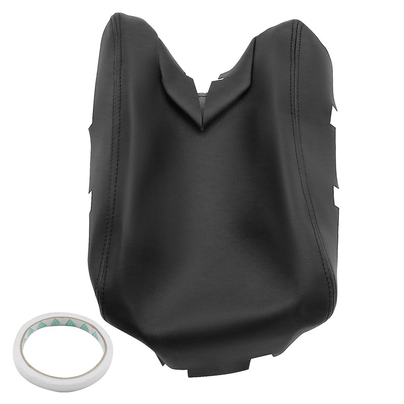 laffoonparts Black Leather Center Console Lid Armrest Cover Skin, Leather