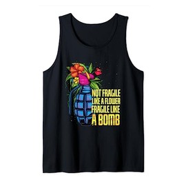 Powerfrau Not Fragile Like A Flower Fragile Like A Bomb Tank Top, black