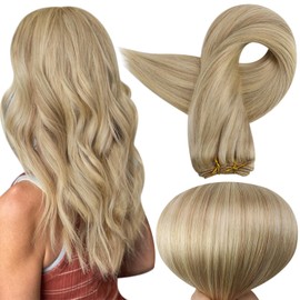Full Shine 18 inch Balayage Sew in Human Hair Extensions Remy Hair Weft Full Head Double Wefted Color #27 Honey Blonde And #613 Blonde Hair Weft Remy Hair 100g