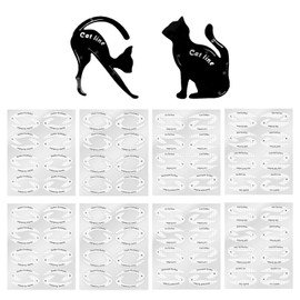 8 Eye Makeup Template Stickers And 2 Cat-Shaped Eyeliner Template Cards, Beauty Tools, Eye Makeup Auxiliary Tools