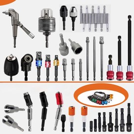 Aninako 12 Pcs Bit Holder Bit Socket Bit Socket Bit Hex Shaft 1/4 Inch Universal, 6 Colors Carabiner Included, Portable, Key Chain Type, Easy Replacement, Bar Drill Screw Adapter, Includes Black