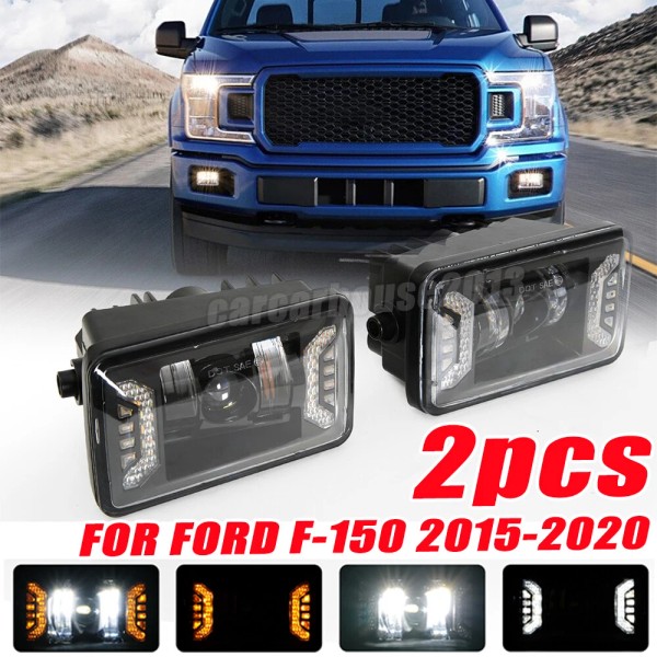 Unbranded Pair LED Fog Lights Rectangular Fog Lamps w/ DRL