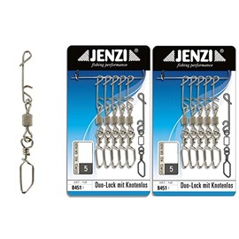 Set of 2 Packs (Total 10 Swivel Snap Hooks Cover Jenzi Knot-Free Line Binder with Swivel and Duo Lock Carabiner with Petri Heil), Fishing Accessories [German Language