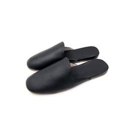 Hyfant Men's Leather Slippers Genuine Leather Slippers for Men Scuff Slippers with Memory Foam Minimalist Mules House Slip-on Shoes for Office Home Bedroom Living Room Guests Visitor