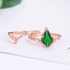 LAZLUVU Emerald Ring Rose Gold Engagement Rings for Women Unique