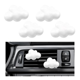 MUQIDA 4 PCS Cloud Air Vent Clips, Cute Cloud Air Fresheners Funny Car AC Vent Decor, Automotive Aroma Diffuser Outlet Clips Charms for Women Girls, Universal Car Accessories (White)