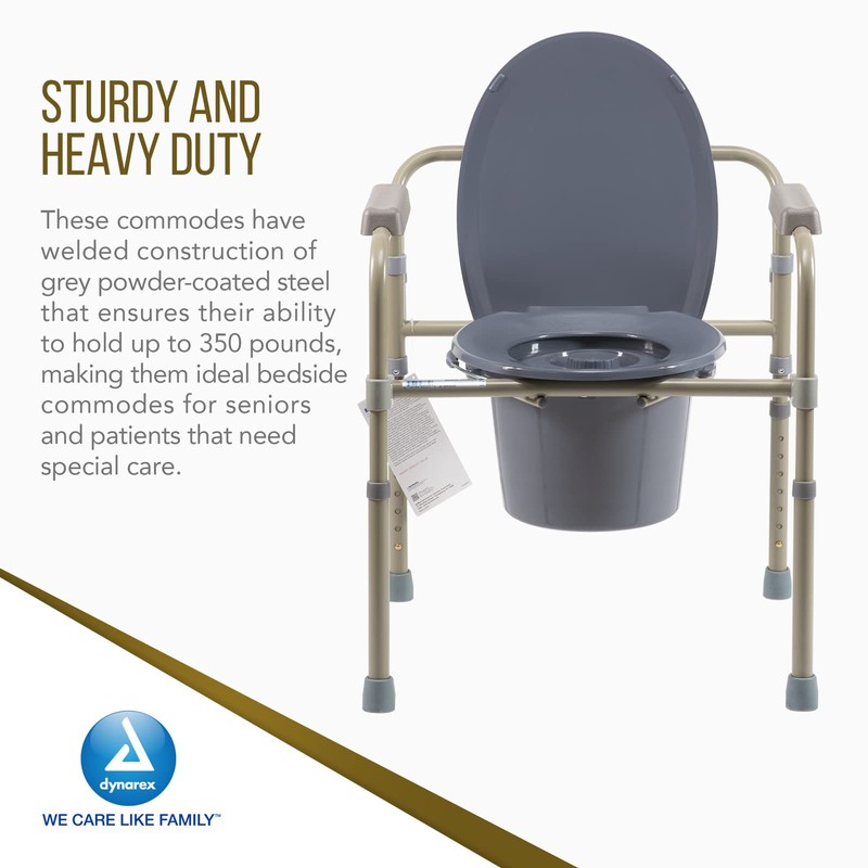 Dynarex Elongated Folding Bedside Commode is a 3 in 1