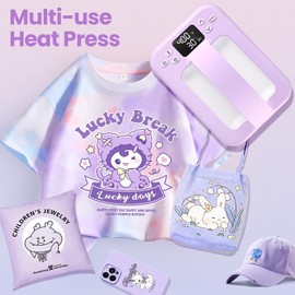 AKEYDIY Heat Press Machine for T-Shirts, 7"x5" Heat Press, Heat Transfer Machine with Heat-Resist Base, Ideal for T-Shirts, Hat, Bags (7x5)