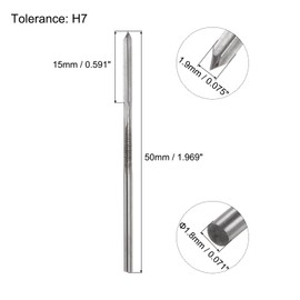 QUARKZMAN Drill Bit 1.9mm H7 Metric Machine Reamer Drill Bit for Metal Wood Hole Drilling Straight Groove High Speed Steel Tool
