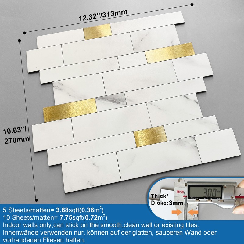 MOFIT Backsplash Tile for Kitchen Peel and Stick Stone Matte