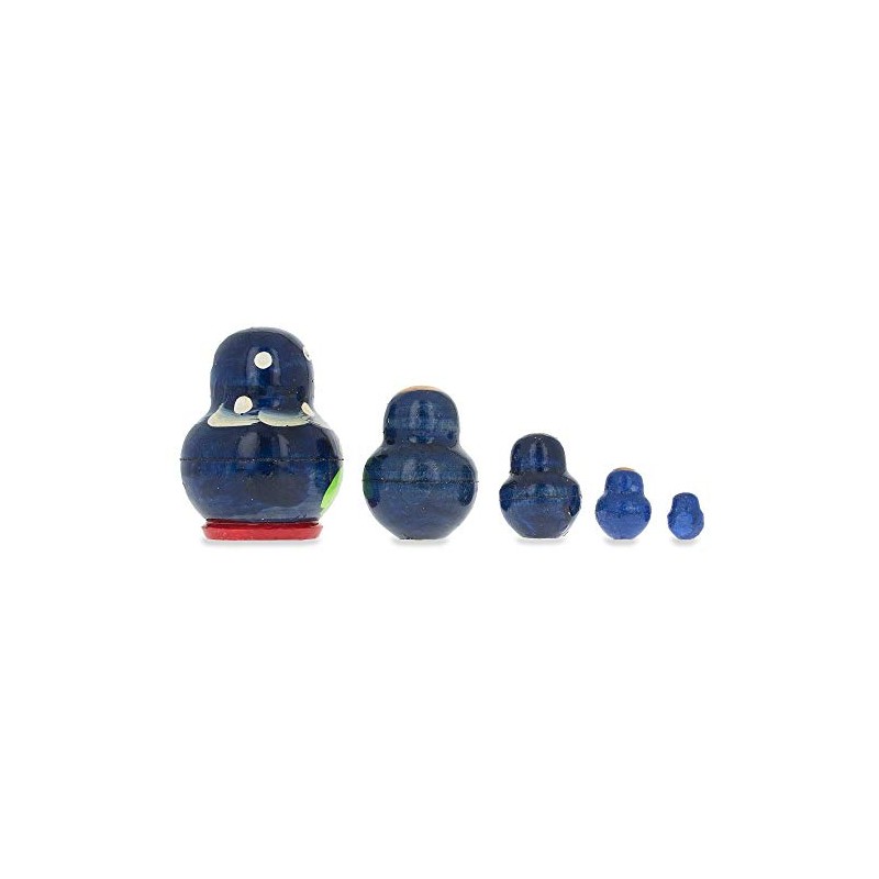 BestPysanky 5 Miniature Strawberry Blue Dress Nesting Dolls 1.75 Inches