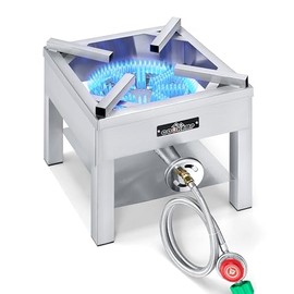 COOKAMP Stainless Steel Burner Propane Burner, 260,000BTU High Pressure Outdoor Propane Cooker, Heavy Duty Gas Burners for Outdoor Cooking For Turkey Fry, Seafood Boil(Stainless Steel) SS1750