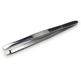 Slant Tip Tweezers Professional Stainless Steel Silver Slanted Tweezer Best Precision for your eyebrows & Ingrown Hair by DreamCut