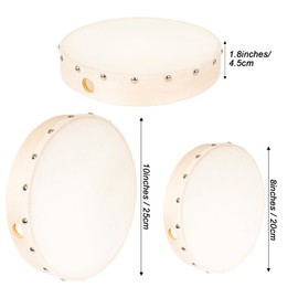2-Piece Hand Drum Set - Wooden Frame Drum Percussion Instruments with 2 Drum Beatters for Adult Leisure & Festive Musical Performances (Wood Color, 10 Inch and 8 Inch)