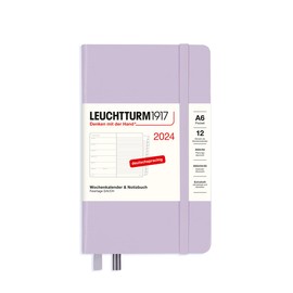 LEUCHTTURM1917 367730 Weekly Calendar & Notebook Pocket (A6) 2024, with Extra Book for Addresses and Anniversaries, Lilac, German, 12 Months