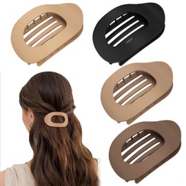 4 Stück Entenschnabel Haarspange Damen, Haarklammer Flach, Französische Flat Claw Clips mit Innenzähnen, Starker Halt für Alle Haartypen, Leicht & Bequem für Alltag, Sport, Autofahren (Matt)