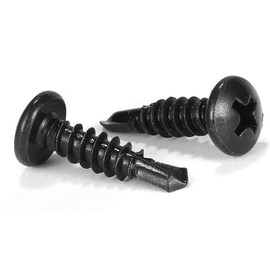 #8 x 3/4" Sheet Metal Screws 100Pcs 410 Stainless Steel Pan Head Tek Screws Fast Self Tapping Screws Black Oxide by SG TZH