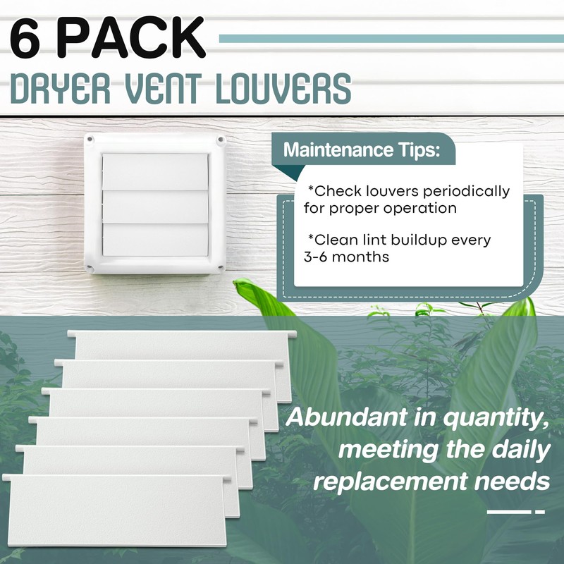 Saillong 4 inch Dryer Vent Louvers, 6 Pack White Dryer