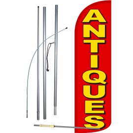 NeoPlex Antiques Red Flag with Flag Pole and Spike