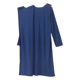 Silvert's Adaptive Clothing & Footwear Women's Open Back Long Sleeve Nightgown with Lace Trim - Navy Blue SMA