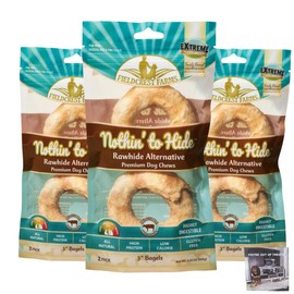 Fieldcrest Farms Nothing to Hide Natural Rawhide Alternative Beef Bagels for Dogs - 3 Pack Bundle & Magnet (6 Total Bagels) Premium Easily Digestible Chews Great for Dental Health (Bagels 3 Pack)