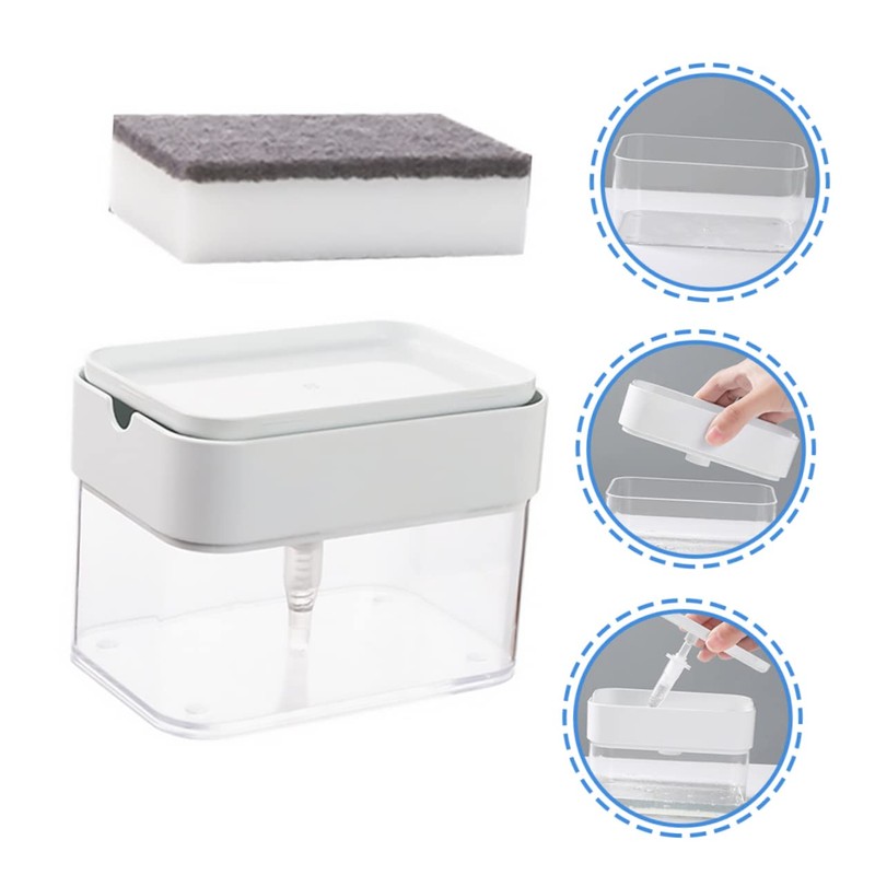LABRIMP 1set Kitchen Sink Soap Dispenser Sponge Pump for Easy