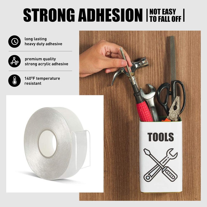 Double Sided Tape Heavy Duty - 3/4" 10' Acrylic Clear Strong