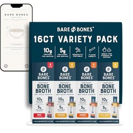 Bare Bones Bone Broth Powder Packets Variety Pack | 5 g Collagen | 10 g Protein | Keto & Paleo Friendly | No Artificial Flavors | Non-GMO, Gluten-Free