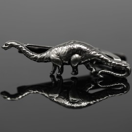 MENDEPOT Brush Gunmetal Animal Crocodile Tie Clip With Box Dinosaur Tie Bar Lobster Tie Clasp (DINOSAUR)