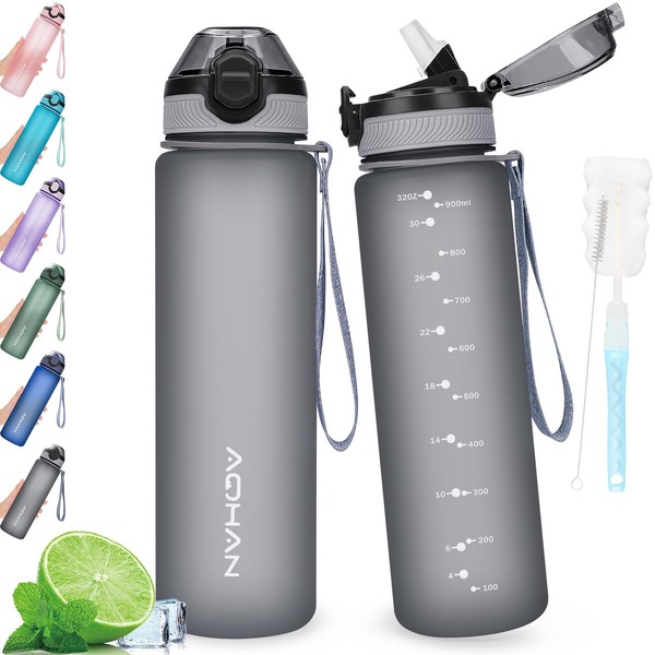 AOHAN 1L Water Bottle with Leak Proof Flip Top Lid,