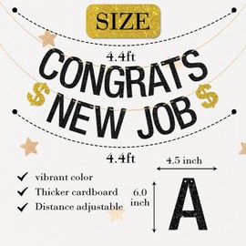 Congrats New Job Banner - Congrats Coworker/The Beginning of a New Chapter, New Job Gift for Her/His,Going Away/Corporation Farewell Party Decoration Supplies