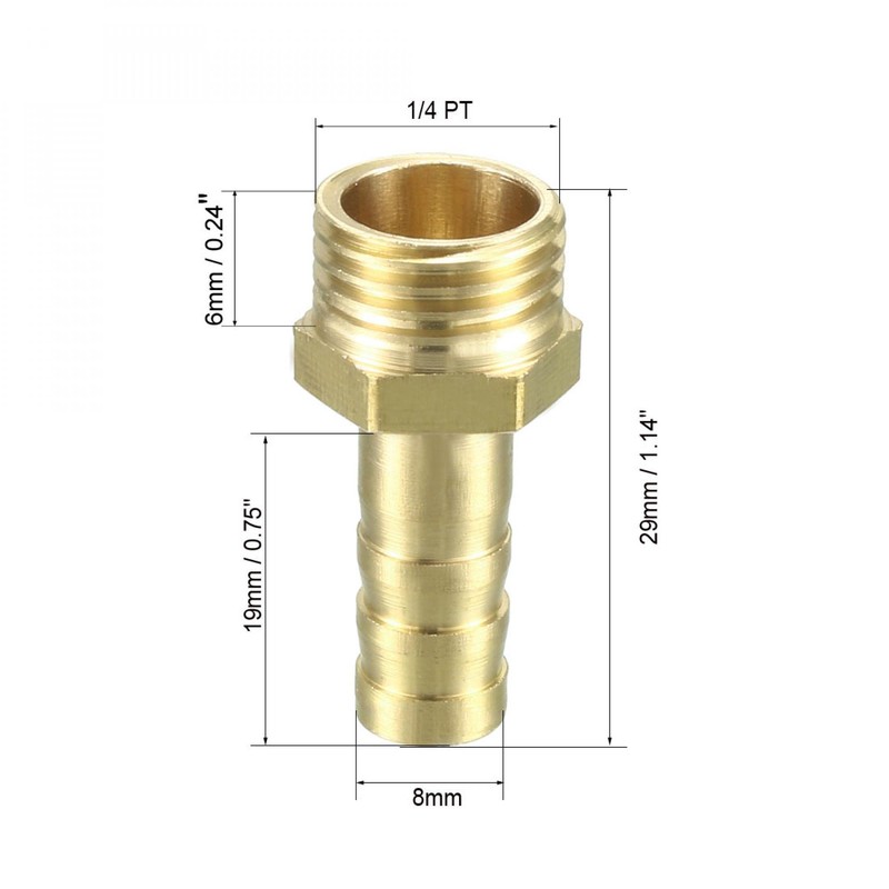 sourcing map Brass Hose Connector Thread Connector 8 mm Nozzle